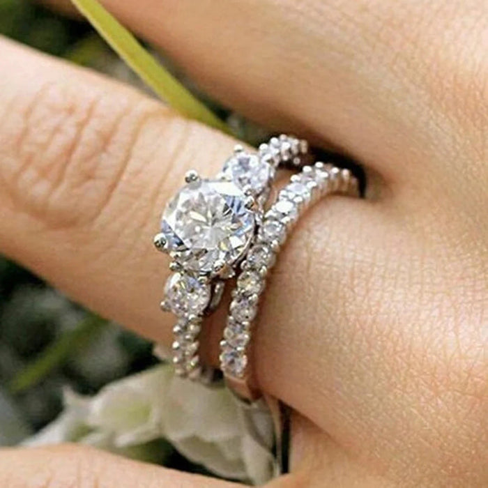 Celebrity high-end couple rings, round zirconium super shiny couple rings