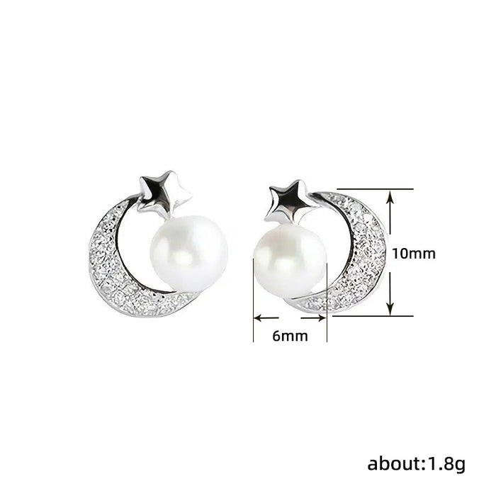 Star and Moon Pearl Earrings for Women Summer Design Star and Moon Earrings