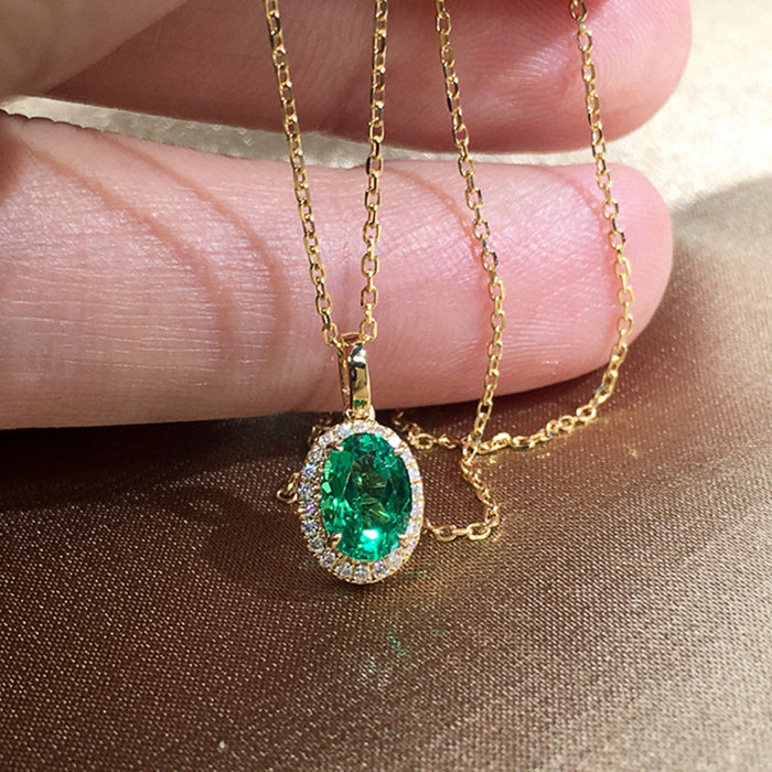 Blue Green Pendant Zircon Necklace Vintage Pendant