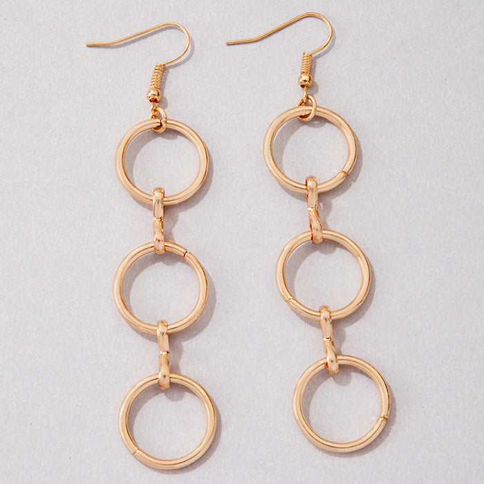 Three circle geometric ear hooks earrings cold style simple earrings