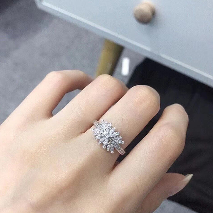Fashionable and simple micro-inlaid zircon cross ring for women with two-color electroplating design