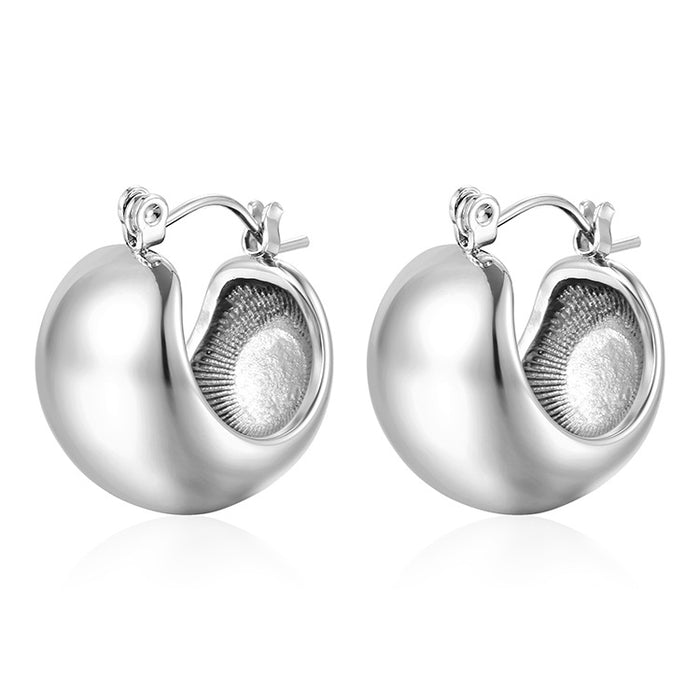 Retro spherical smooth geometric earrings simple titanium steel earrings