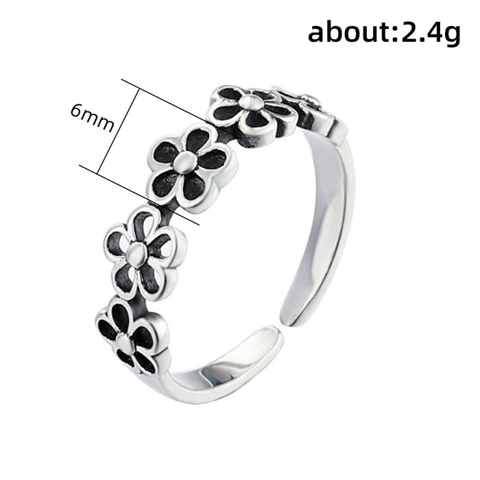 Korean retro five flower ring, old ring