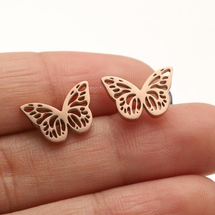 Butterfly Wing Stainless Steel Stud Earrings - Delicate and Elegant Jewelry for Any Occasion