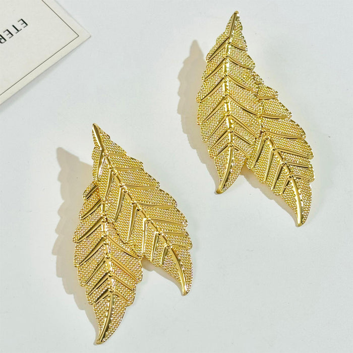 Vintage leaf earrings metal leaf earrings