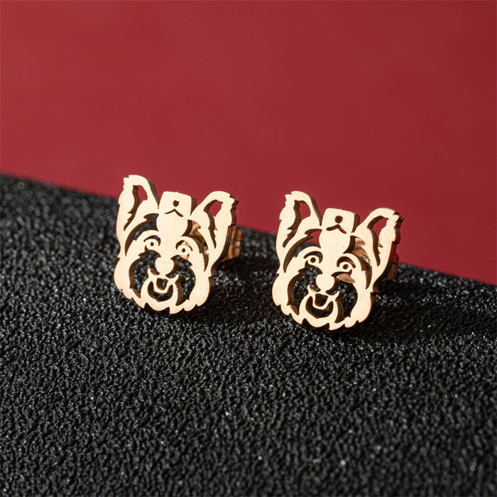 Dog and Cat Stainless Steel Stud Earrings - Cute and Playful Animal Jewelry