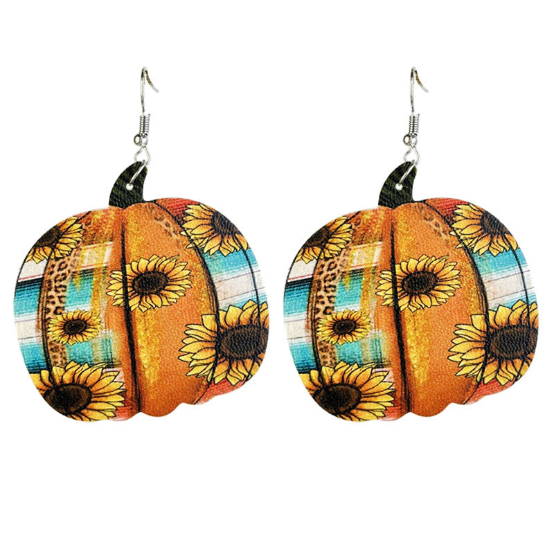 Pumpkin Fall Collection Leather Earrings for Halloween and Thanksgiving