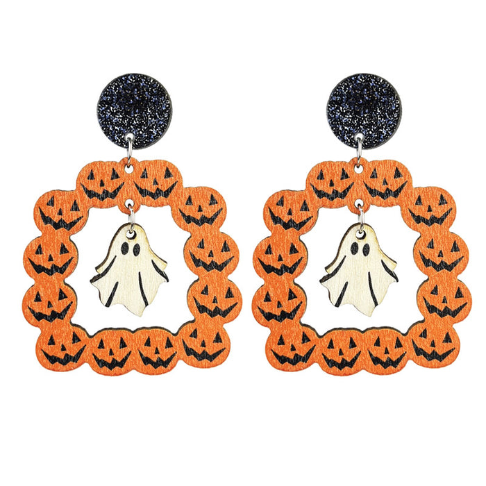 Halloween Wooden Skull Earrings