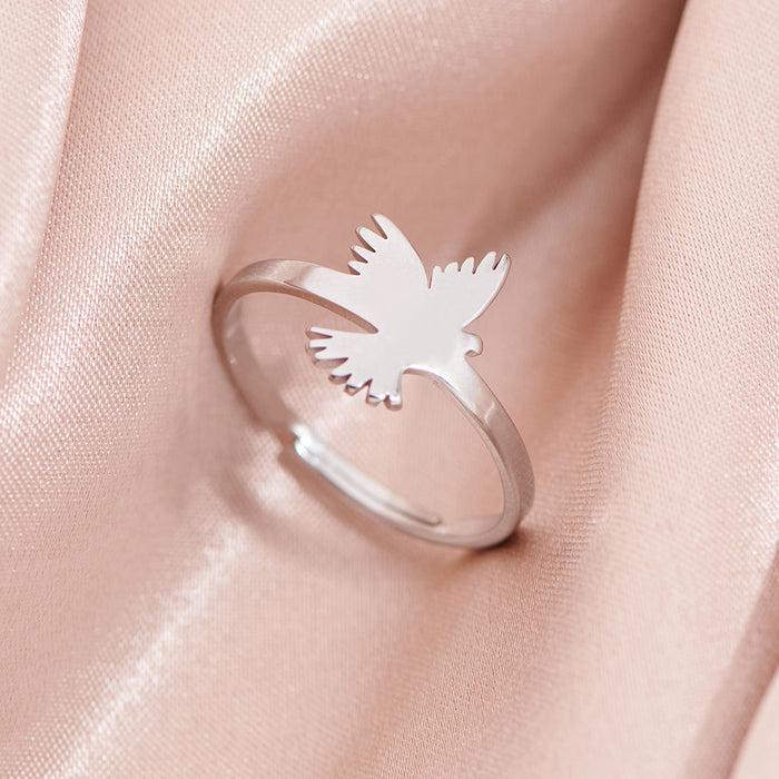 Korean animal ring, eagle bird pigeon stainless steel open ring wholesale