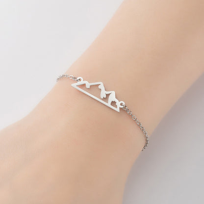 Snow mountain peak pendant bracelet, small fresh stainless steel hollow bracelet cross-border wholesale