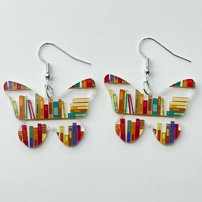 Acrylic school bookshelf earrings