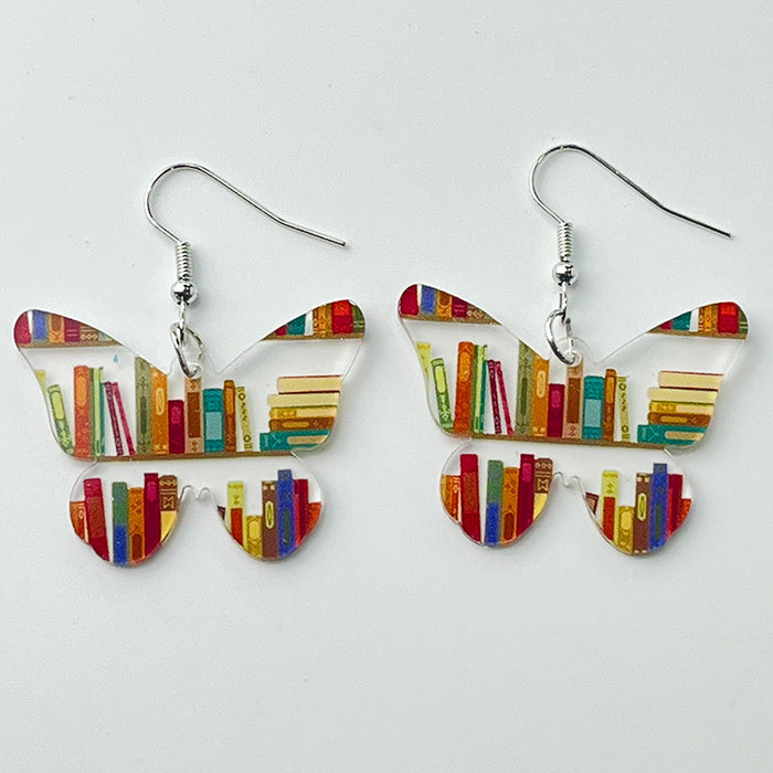 Acrylic school bookshelf earrings