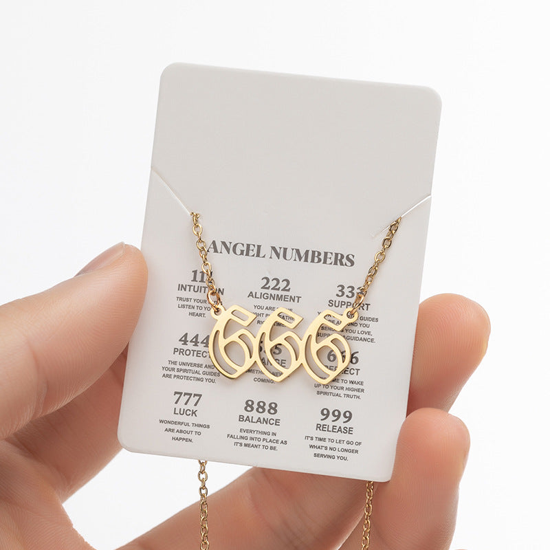 Angel Number Sweater Chain, Vintage 000-999 Stainless Steel Pendant Necklace Wholesale - wallojewerly 
