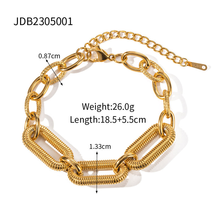 Stainless Steel Cuban Link Bracelet - High-End Tarnish-Resistant Titanium Steel Jewelry for Women