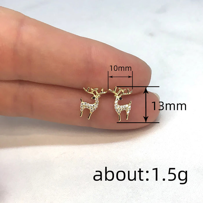 Geometric zircon deer earrings Christmas gift earrings fashion inlaid earrings