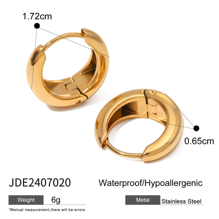 Stainless steel hoop earrings, 18K gold titanium steel earrings