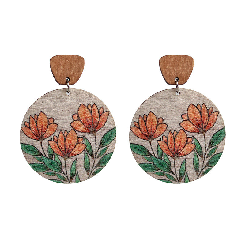 Pendientes de flores de madera