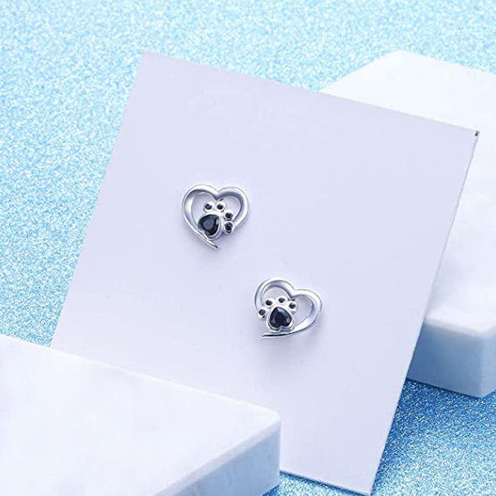 Dog Paw Earrings Hollow Heart Pet Earrings