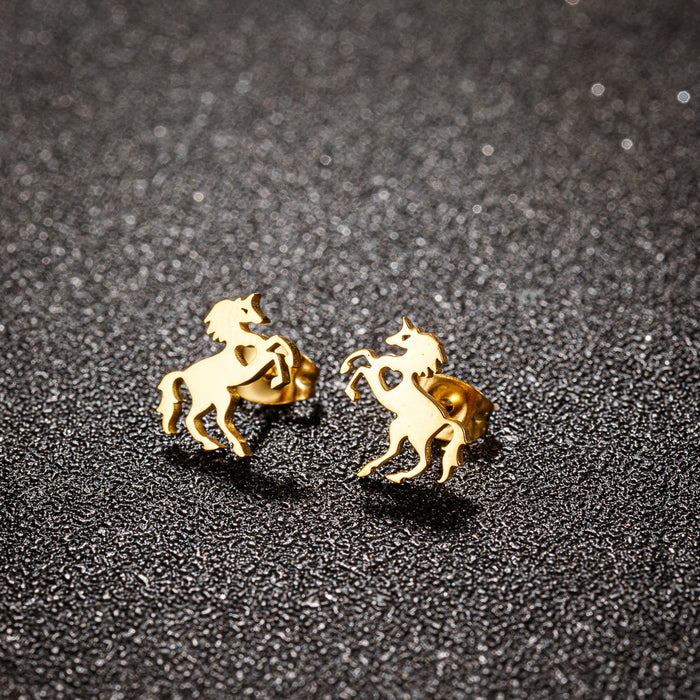 Horse Head Stainless Steel Stud Earrings - Unique and Stylish Animal Jewelry