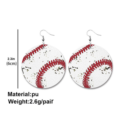 Vintage Sports Leather Earrings with Baseball, Basketball, Football, and Volleyball Designs