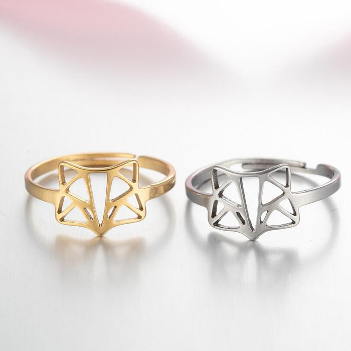 Geometric animal ring, stainless steel simple open ring wholesale