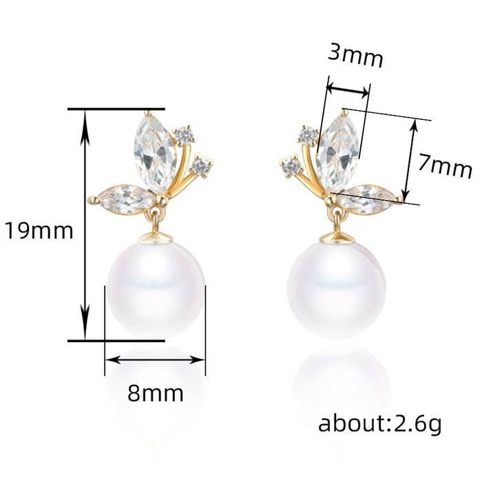 Butterfly pearl earrings, small round Chanel style earrings