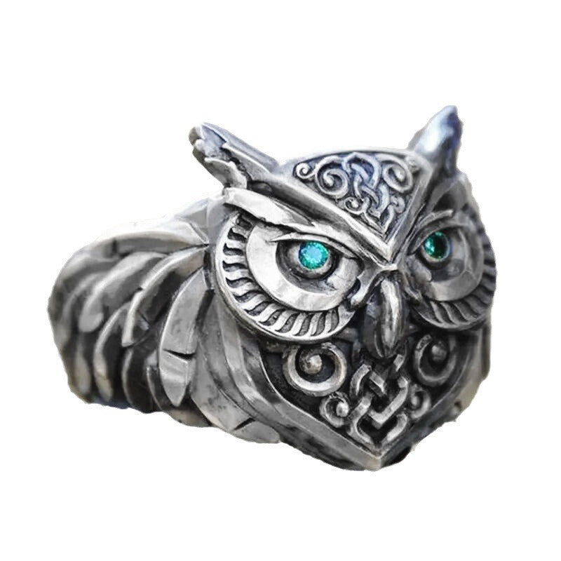 Retro 3D owl ring dark personality creative ring