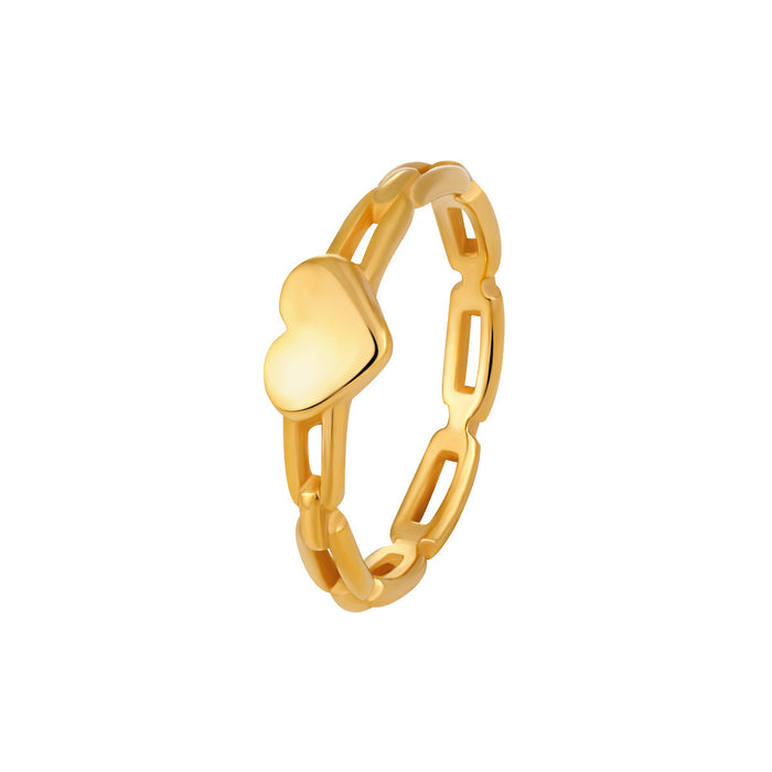 Wholesale non-fading stainless steel and titanium steel gold-plated heart-shaped geometric openwork rings - wallojewerly 