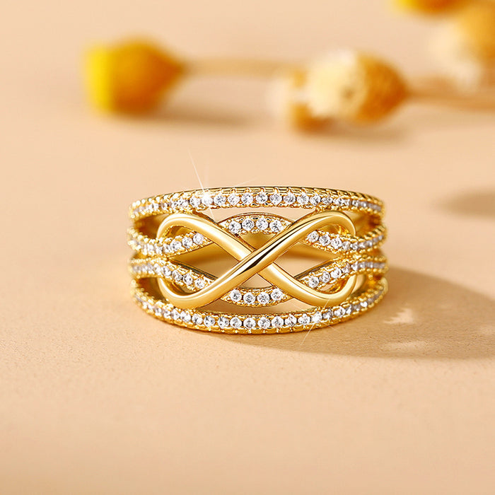 Hollow 8-shaped ring fashionable contrast color infinite love character index finger ring