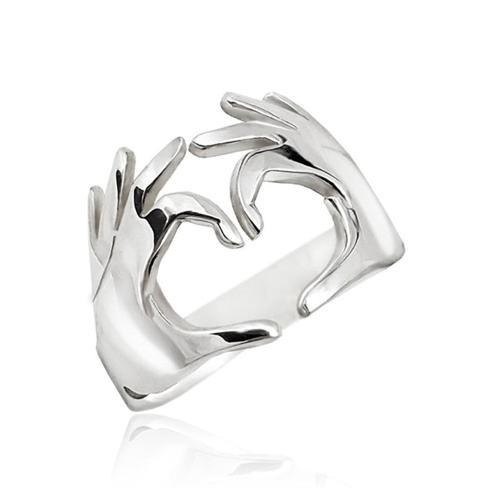 Adjustable heart ring couple gift ring