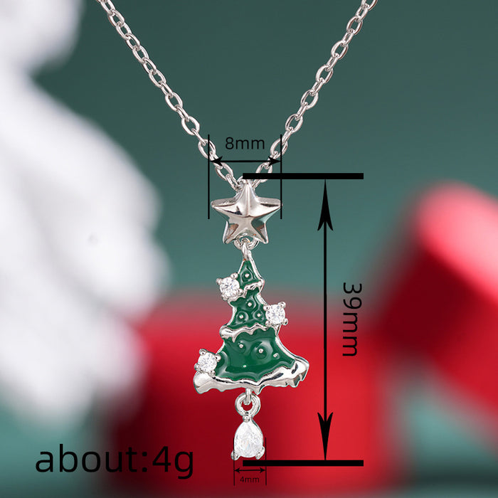 Christmas Tree Teardrop Star Pendant Necklace