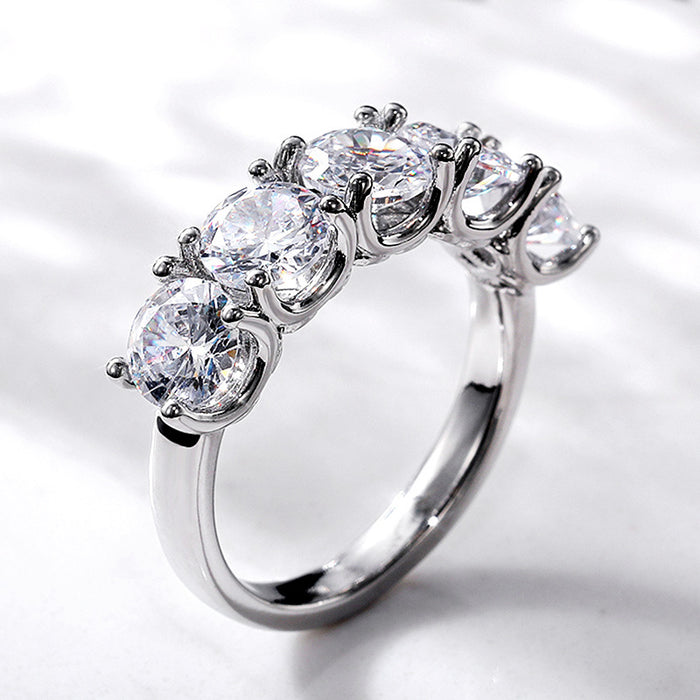 Anillo de compromiso con circonita y diamante redondo, elegante anillo de joyería para cena