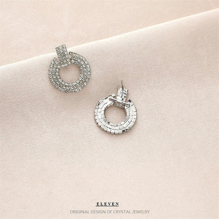 Creative Zircon Hoop Earrings - Minimalist Sparkling Studs for a Bold Look