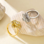 Wholesale copper micro-painted zircon flower rotating open ring - wallojewerly 