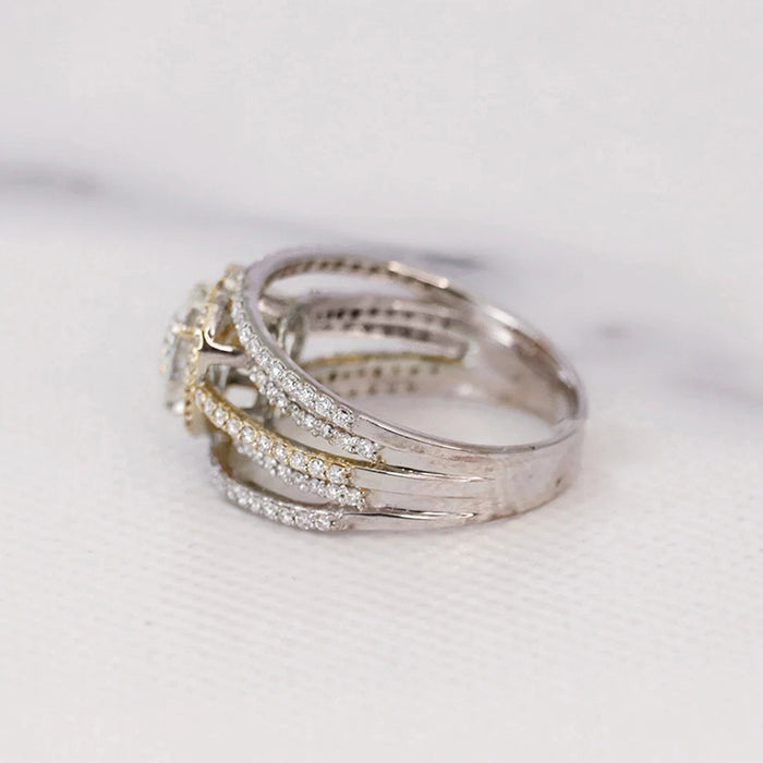 Small heart-shaped ring multi-layer ring two-color ring