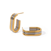 Stainless steel contrast color earrings, titanium steel earrings, no fading - wallojewerly 