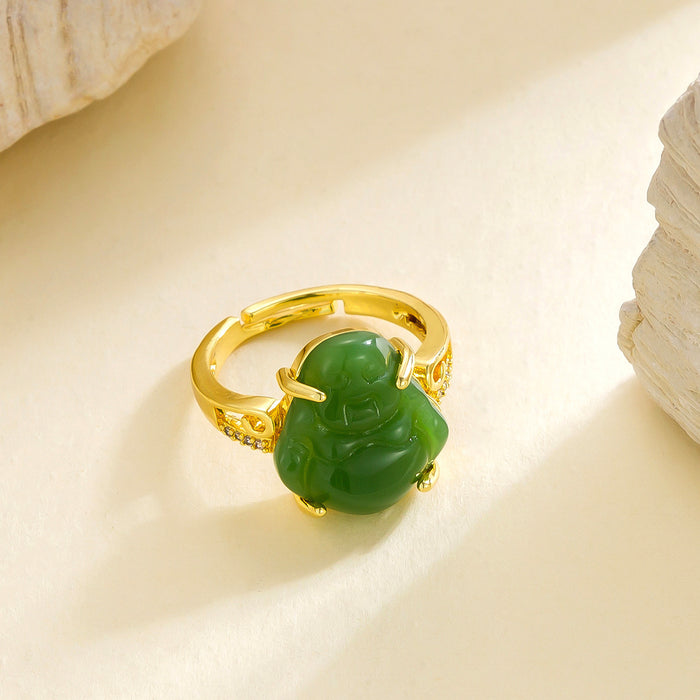 Wholesale 18K gold plated copper Maitreya Buddha open ring