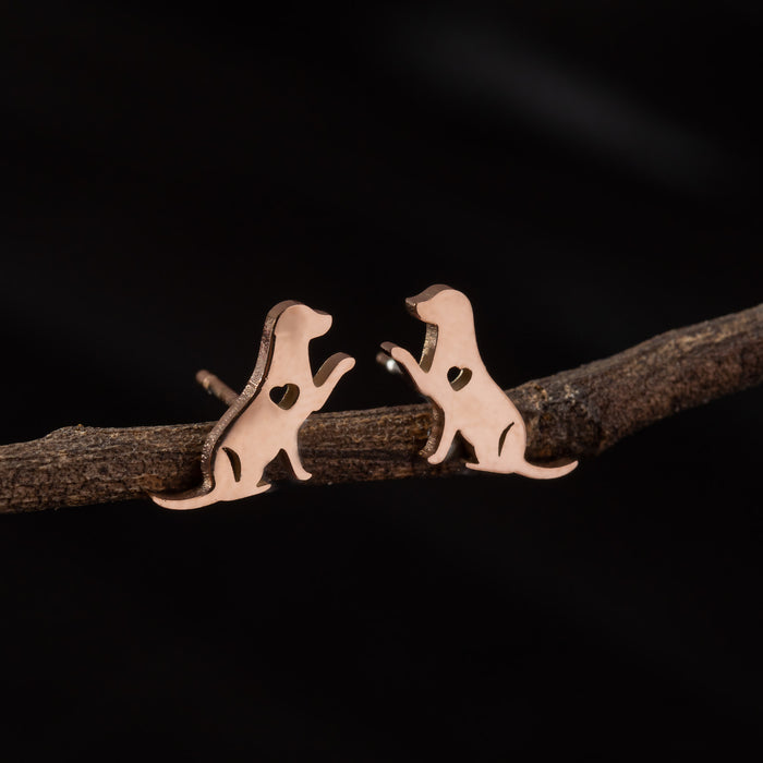 Dog Zodiac Stainless Steel Stud Earrings - Adorable and Playful Animal Jewelry