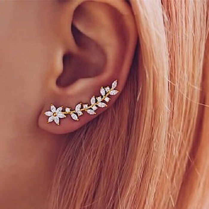 Diamond flower earrings