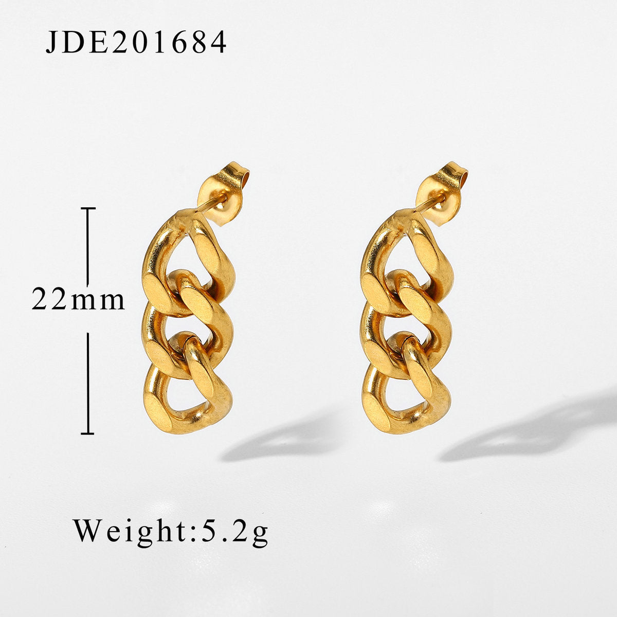 18K Gold Plated Stainless Steel Round Wrinkled Earrings - Minimalist Geometric Design