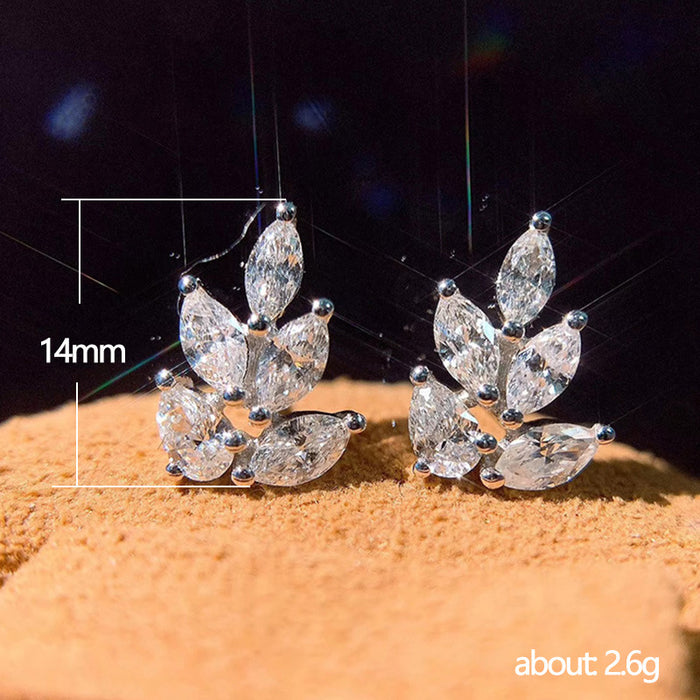 Leaf zircon earrings horse eye shape earrings wholesale