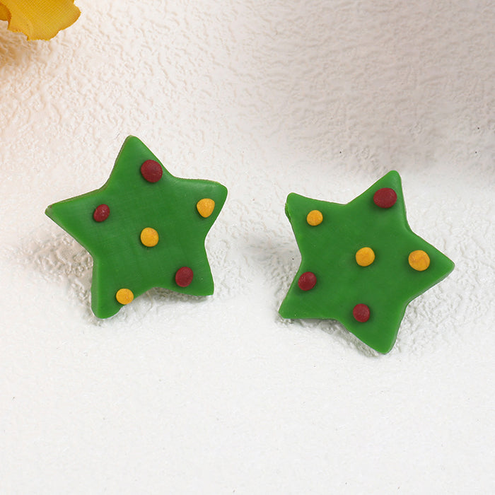 Handmade Star Clay Stud Earrings - Festive and Sophisticated Christmas Jewelry