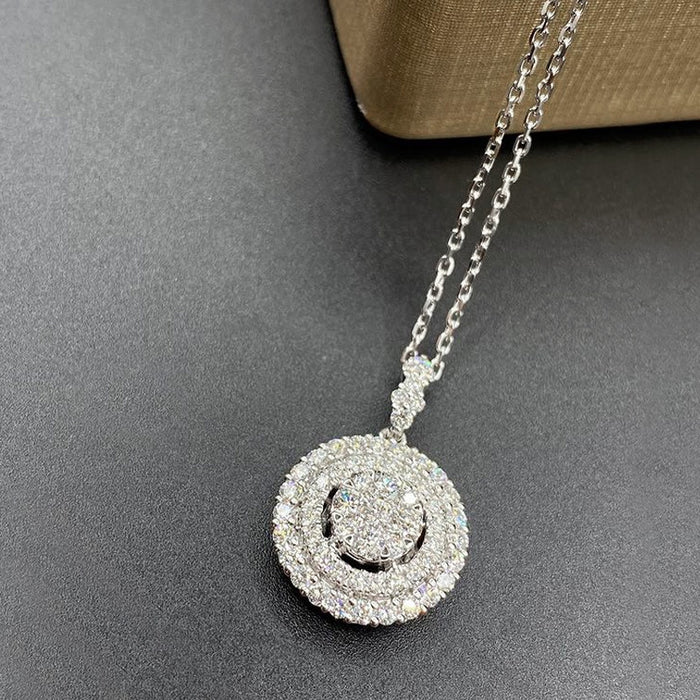 Creative hollow multi-layered ring pendant necklace, full diamond zircon clavicle chain