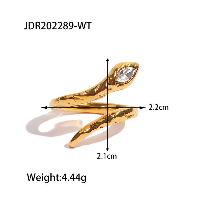 Adjustable 18K Gold Plated Stainless Steel Ring with Hollow Patterns