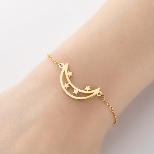 Pulseras colgantes de estrella y luna geométricas, estilo ins, versión coreana de pulseras versátiles, venta al por mayor transfronteriza