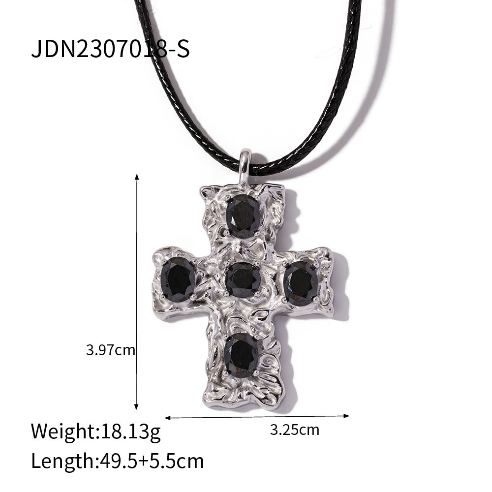 18K Gold-Plated Stainless Steel Cross Pendant Necklace - Trendy Women's Fashion Jewelry