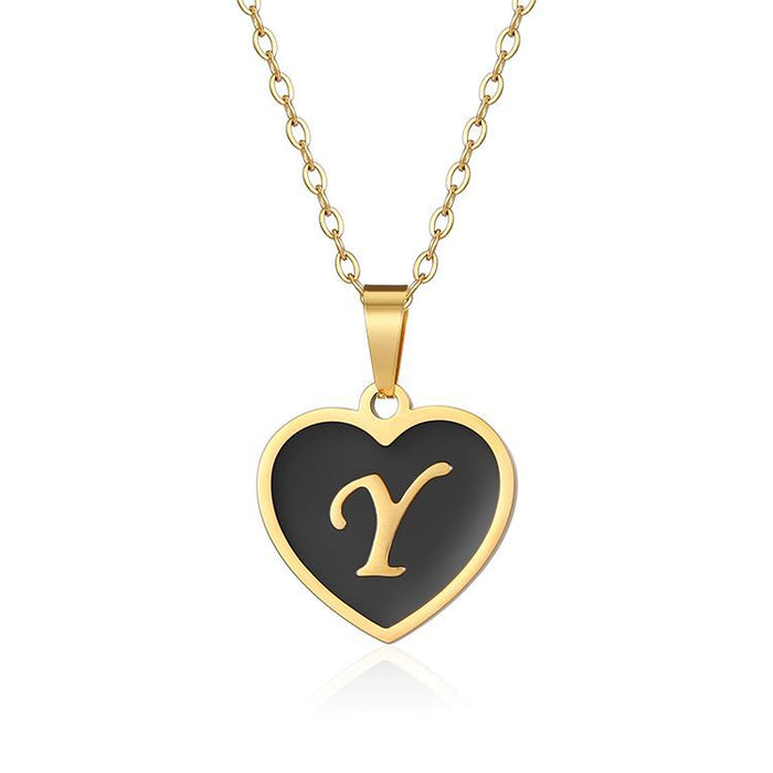 European and American new stainless steel letter necklace, gold titanium steel clavicle chain