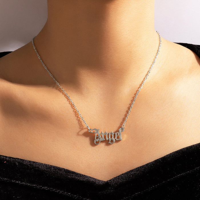 Angel Letter Pendant Necklace - Minimalist Fashion Jewelry with Simple Design