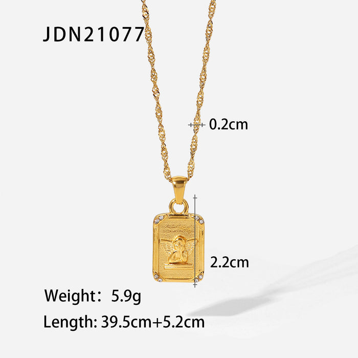 18K Gold-Plated Round Pendant Necklace with Minimalist Design - Women's Fashion Jewelry