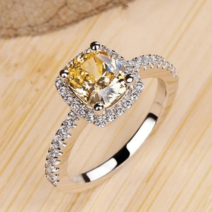 Yellow square ring female French court style accessories